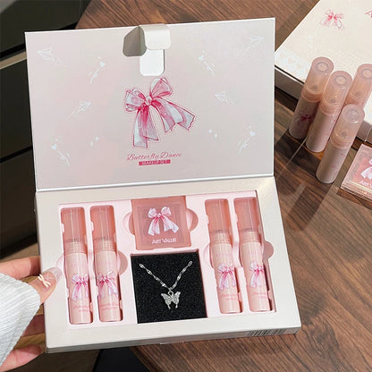 ART VALUE Makeup Sets Include 4Pcs Velvet Matte Lip Mud,1 Pc Blush Palette And 1 Necklace Gift Cosmetics Kits Lasting Lipgloss