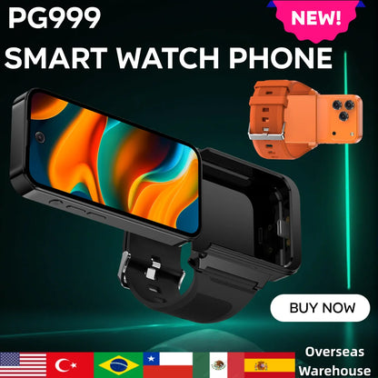 PG999 Smartwatch Phone Touch Screen 4G Wi-Fi GPS Dual SIM Dual StandbGlobal Connect Octa-Core Powerhouse HD Cameras Android 12