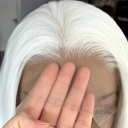 White Wig Natural Wavy Lace Synthetic Lace Front Wig Glueless Wigs Ready to Wear Long White Wig Glueless Lace Wigs for Women