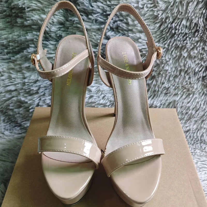 Women Peep Toes Sandals Stiletto Sexy Pumps Luxury Club 14cm Elegant Platform High Heels Nighclub Party Wedding Jazz Dance Shoes