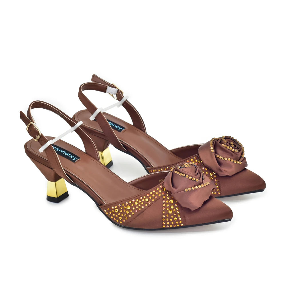 Women Nigerian Italian Shoes and Bags Set Decorated with Handmade Flowers Bag and Shoe Set Women Luxury 2026 High Heels Pumps