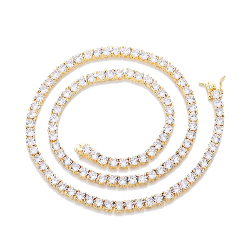GRA Certified Moissanite Tennis Necklace 3/4/5/6mm Solid 925 Sterling Silver Diamond Tennis Necklaces for Women Man N002451