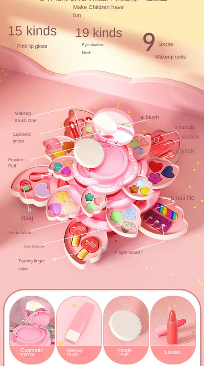 Makeup Box Rotating Opening Cosmetics Toys for Little Girls Princess Makeup Set To Enhance Creativity and Imagination