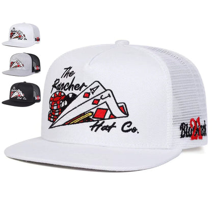 Unisex Poker Embroidery Hip-hop Net Hats Spring Summer Outdoor Adjustable Casual Baseball Caps Trucker Caps Sunscreen Hat