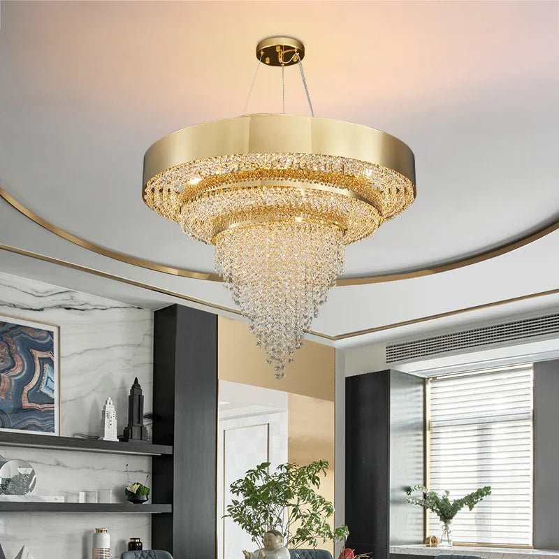 Luxury Crystal LED Hanging Chandeliers Italian Design Modern Pendant Lights Living Dining Room Home Restaurant Lighting Fixtures