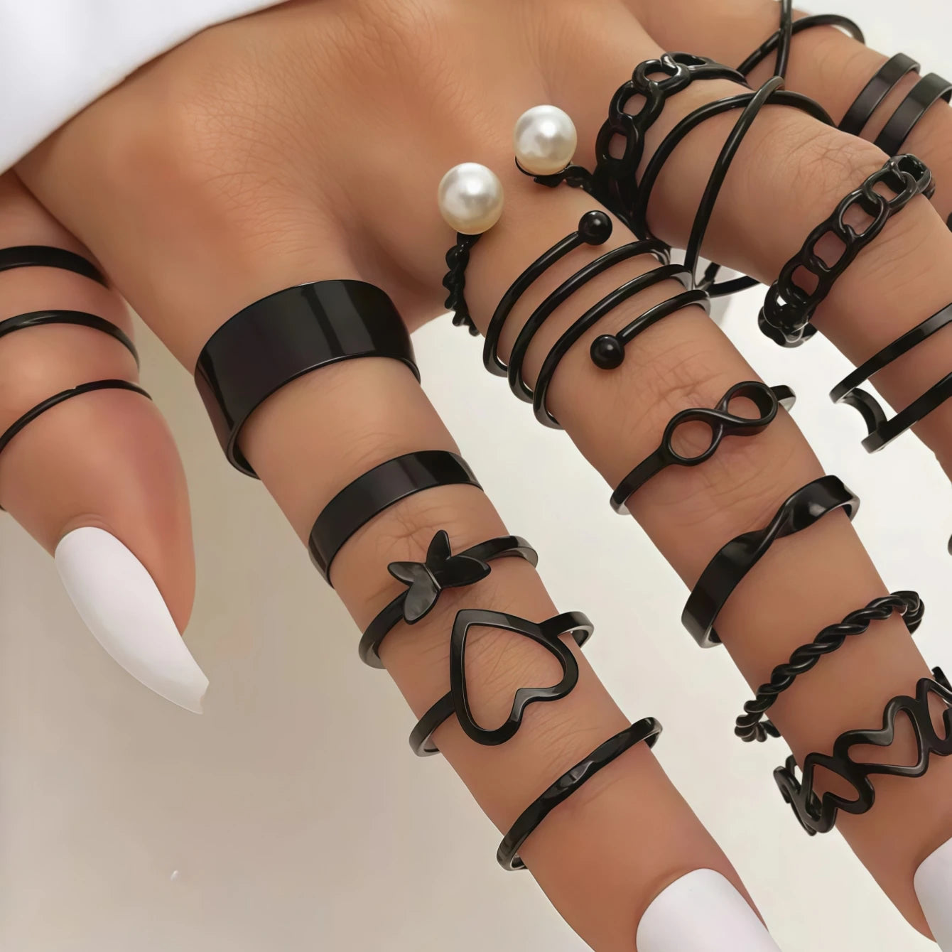 12/24/36/48/100Pieces Fashion Hollow Rings Set For Women Mix Style Trendy Butterfly Flowers Snake Daily Jewelry Party Gifts