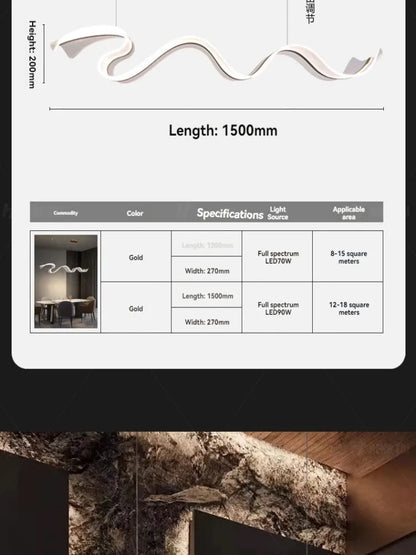 Modern Acrylic Led Chandelier For Dining Room Kitchen Island Bar Wave Led Pendant Lights Dimmable Dining Table Led Hanging Lamps
