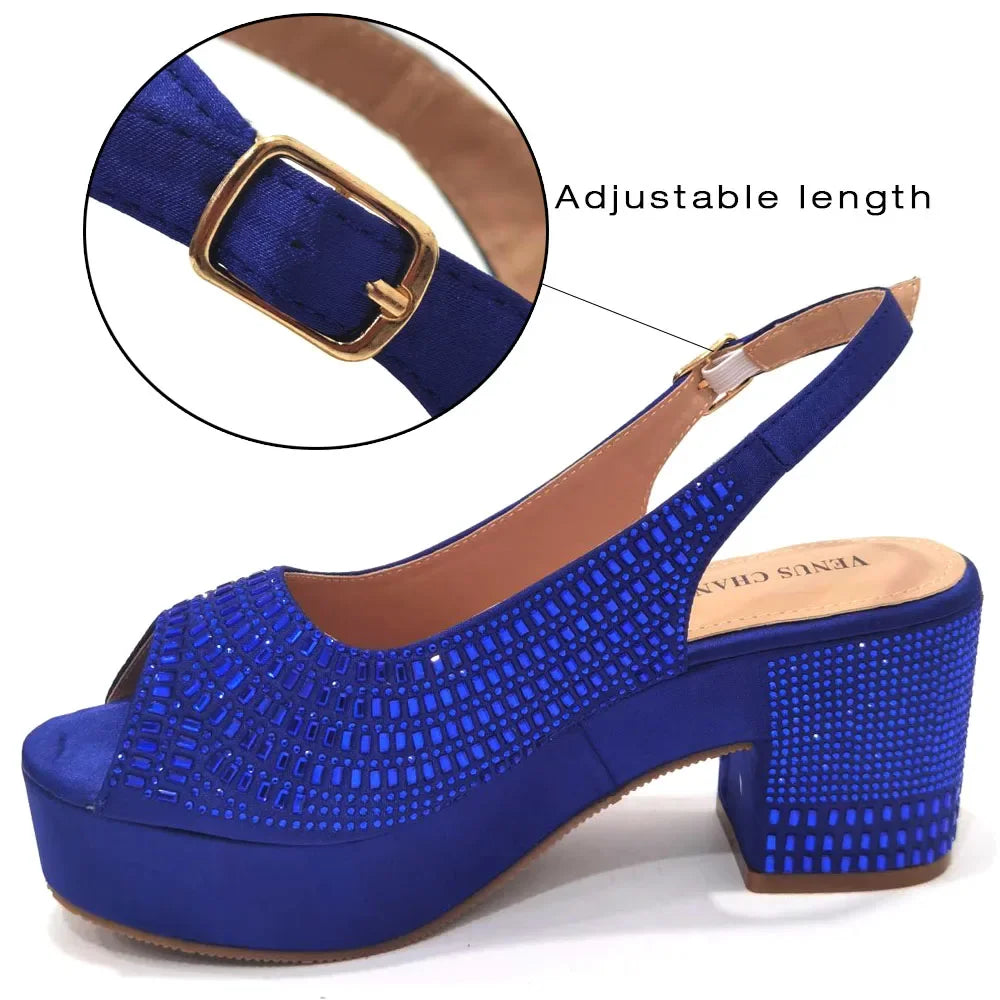 High Heels 2024 Women's Purple Luxury Designer Split Square Toe Rhinestone Wedding Shoes and Wedding Set
