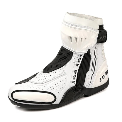 High  Motorbike BootsMen Racing Riding Shoes Breathable Anti Slip TPU Protective Motorcycle Boots Side Zipper Rubber Sole