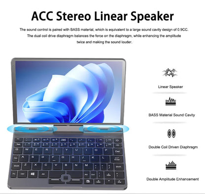 CRELANDER P8 Mini Laptop 8 Inch Touch Screen Intel Lake N150 12GB DDR5 WiFi 6 2 In 1 Laptop Notebook Tablet PC Pocket Laptop