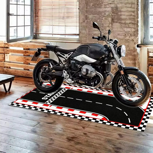VIKAMA Motorsport Retro Print Motorcycle Pit Mat Anti Slip Waterproof Oilproof Floor Pad For Motorbike Garage Workshop
