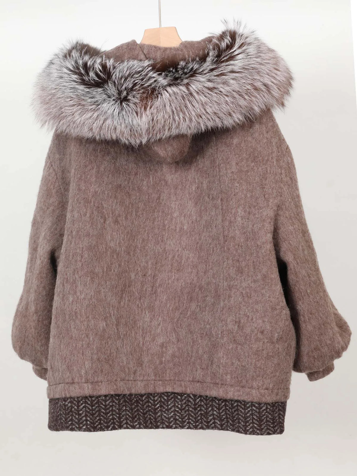Maomaokong high-end Wool fabric Luxury Women's Big Fox Fur Collar Puffer Jacket Natural Fur down Coat Winter Thickened Warm