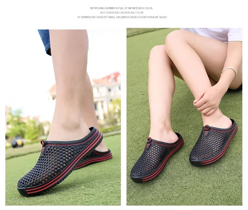 Men Shoes 2024 Beach Slippers Unisex Hollow Out Casual Women Beach Sandal Flip Flops Shoes Non-slip Size 36-45 Mens Slippers