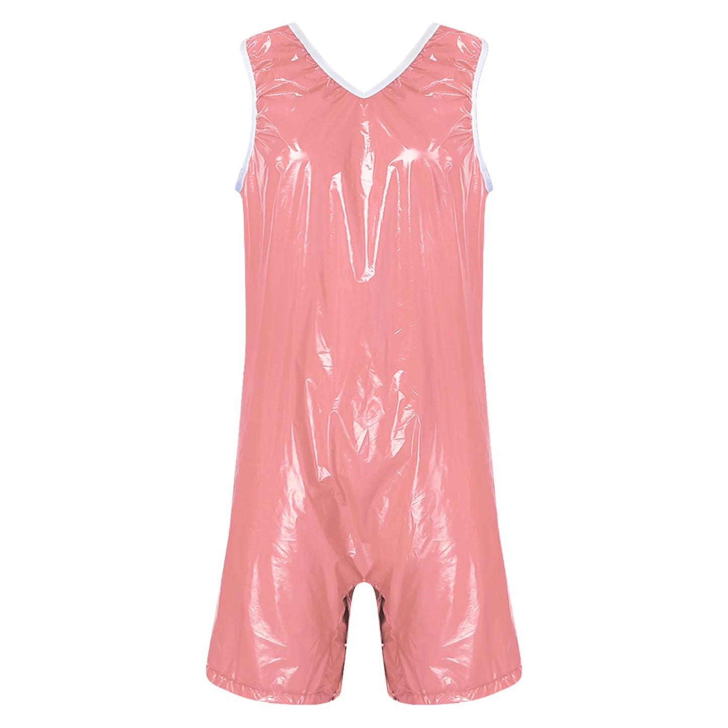 Womens Waterproof Rompers Adaptive Nightwear Glossy Sleeveless Buttons Crotch Bodysuit Sports Swimwear Special Needs Clothing