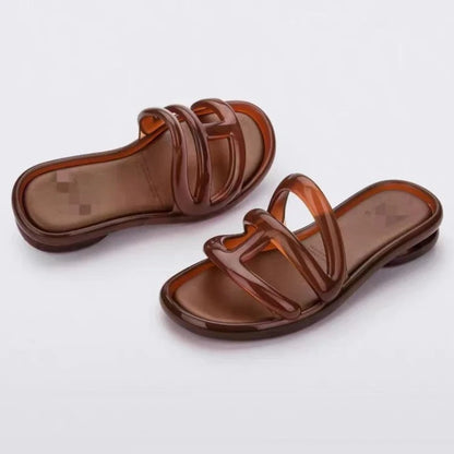 Summer Women's Slippers Adult Girls Wide Width Thick Bottom 2.8cm Heels Ladies Anti-slip Beach Shoe Jelly Beach Shoes