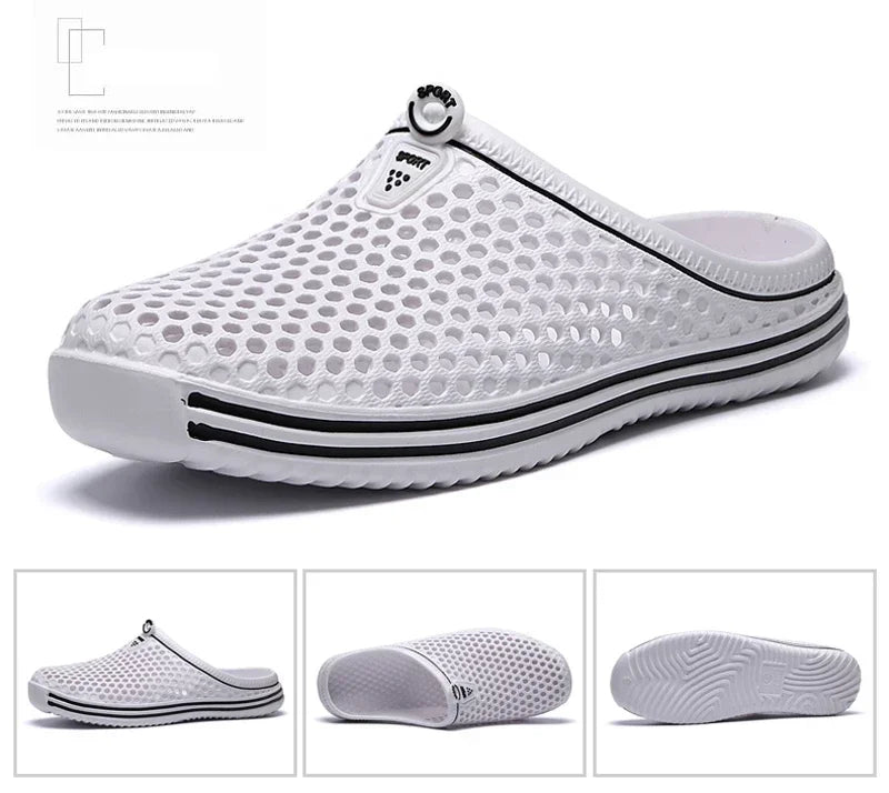 Men Shoes 2024 Beach Slippers Unisex Hollow Out Casual Women Beach Sandal Flip Flops Shoes Non-slip Size 36-45 Mens Slippers