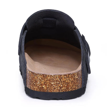 Evshine Men's Cow Suede Clogs with Arch Support Leather Mules Comfort Fashion Potato Shoe Women Cork Footbed Genuine Suede Clogs