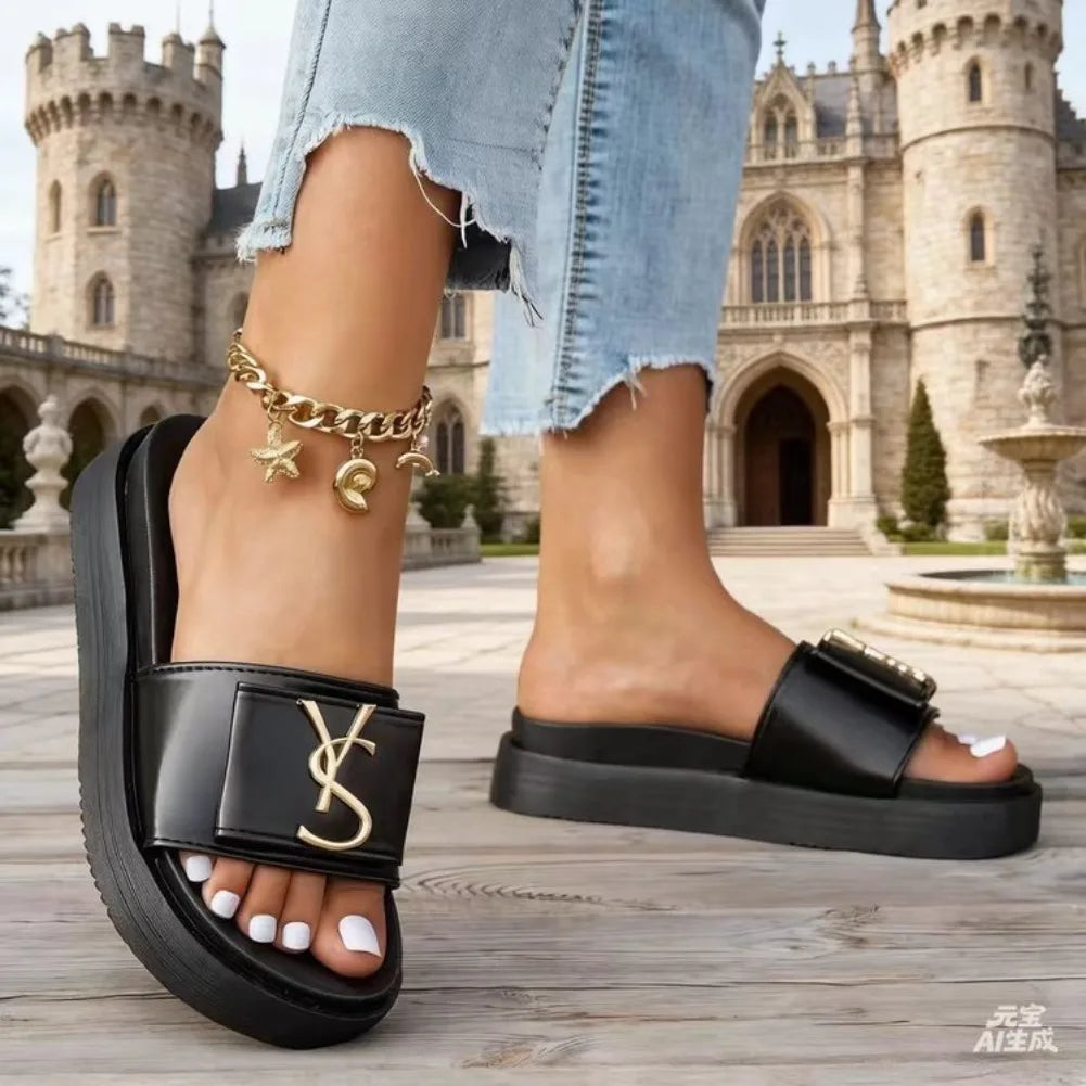 Slippers Luxury Shoes Women Platform Design Slides Fashion Letters Ladies Shoes Casual Slipper Outside Non-slip Slippers Sandals
