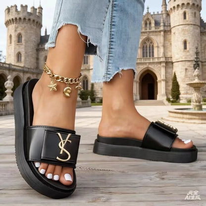 Slippers Luxury Shoes Women Platform Design Slides Fashion Letters Ladies Shoes Casual Slipper Outside Non-slip Slippers Sandals