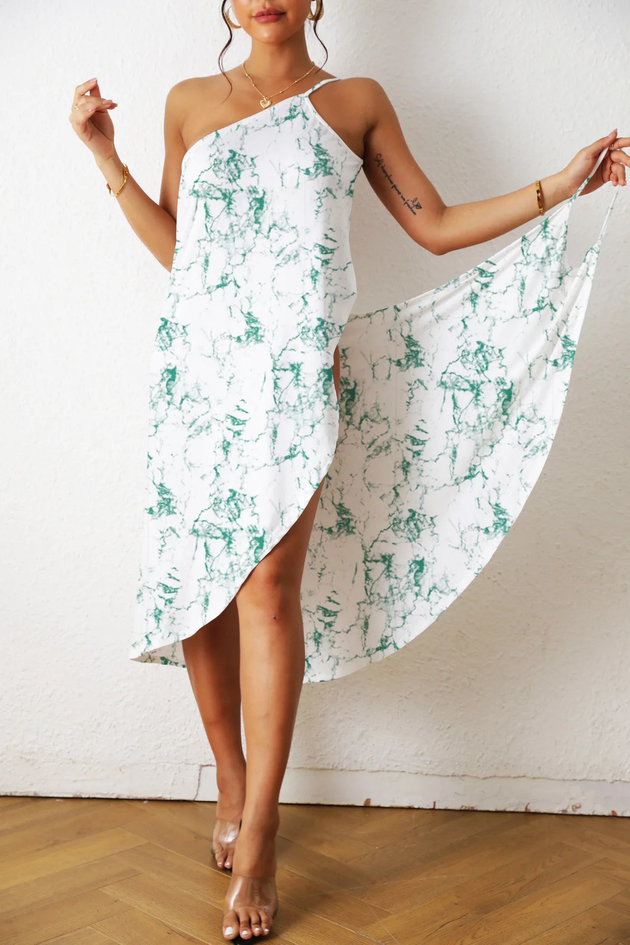 One Pieces Print Sexy Beach Dress Woman Summer Aesthetic Clothing Sleeveless Floral Beachwear Midi White Dresses for Women 2023