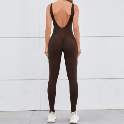 Gym Jumpsuit Woman Padding Sports Overalls for Women Push Up Rompers for Woman Clothes Monos Mujer Gray Coffee Navy Black Red
