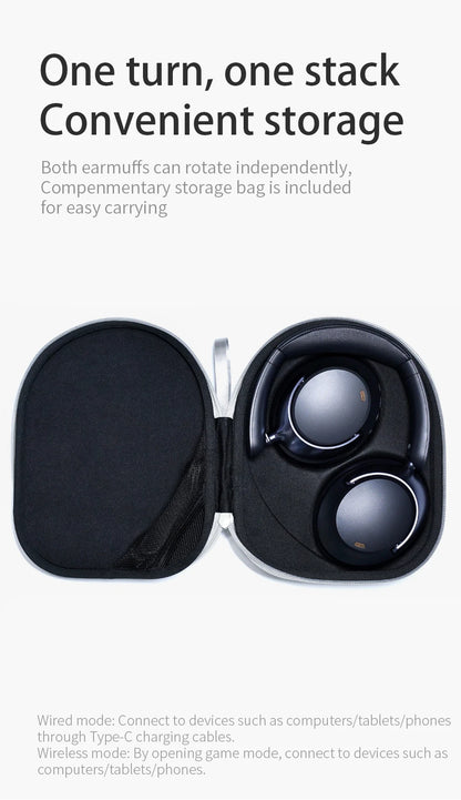 Hybrid ANC Over-Ear Bluetooth Headphones, Spatial Audio 3D Surround Sound Low Latency Gaming Headset with 70H Playback, Mics Noise Canceling Wireless Headphones with Touch Control & Hearing Protection