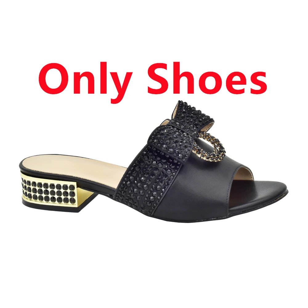 Fashion Women Shoes and Bag Set In Italy Matching Shoes and Bag Set Decorated with Rhinestone Nigerian Shoes and Matching Bags