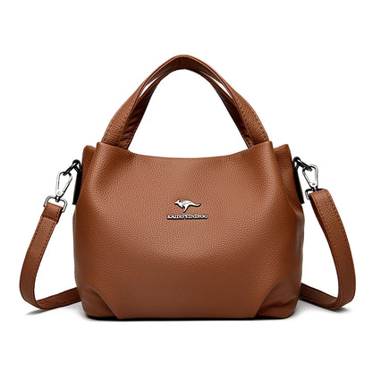 Genuine Soft PU Leather Handbags for Women Vintage Shoulder Tote Bag Luxury Designer Ladies Large Capacity Purse Bags Sac A Main