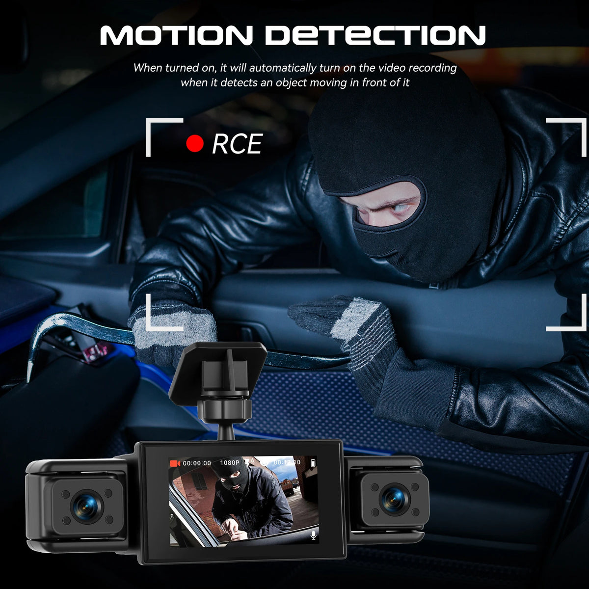 Podofo Dashcam for Cars 4 Channel Black Box WiFi Driving Camera 1080P Car Dash Cam with Four High-Definition Cameras, Including 480P Left Interior, Right Interior, and Rear Cameras  Loop Recording, 360 Degree Protection Car D