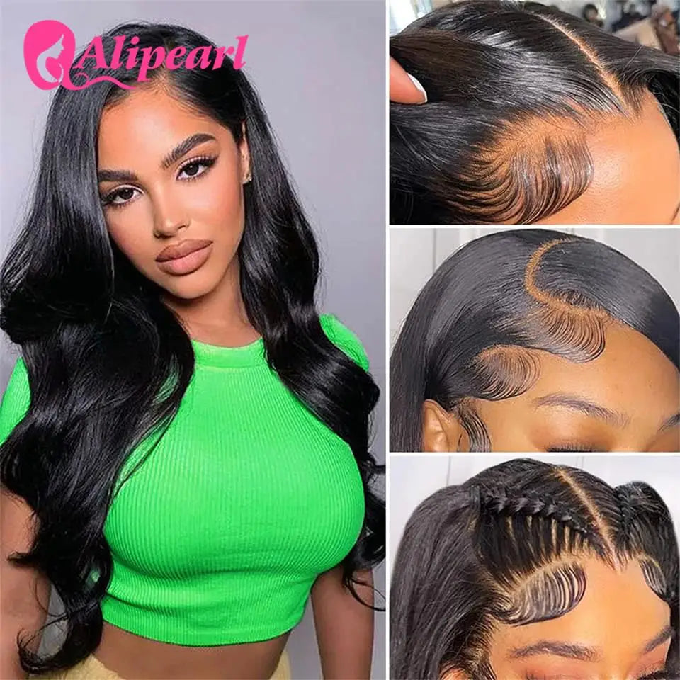AliPearl Hair Real HD Lace Front Human Hair Wigs Body Wave 5x5 Closure Wig Invisible Lace Wig Pre-Plucked for Women Lace Wig