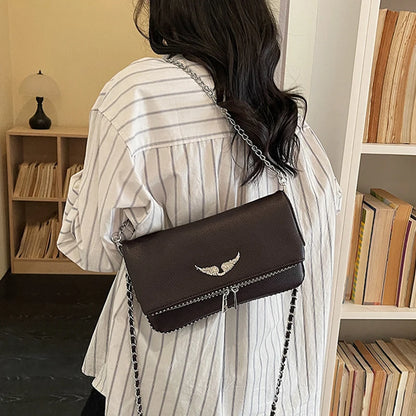 Fashionable Retro Ladies Chain-Shoulder Square Bag Luxury Textured Crossbody Shoulder Bag Women Handbags and Purses Underarm Bag