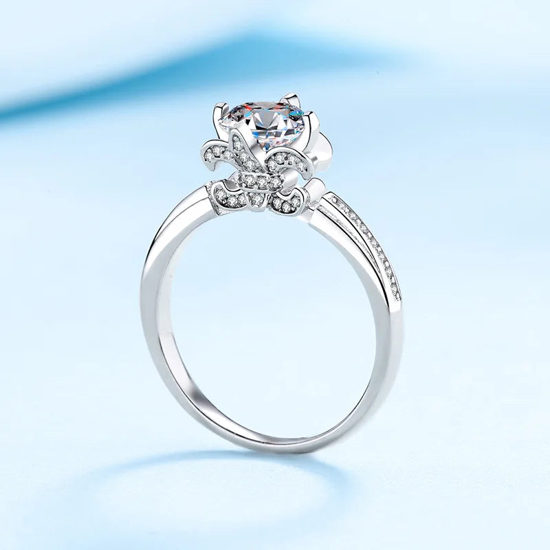 Pigeon's Egg Ring 1ct Women Moissanite PT950 Platinum - Crystal Moissanite Diamond-Like Brilliance
