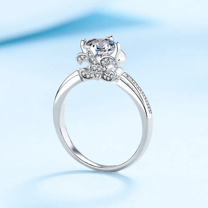Pigeon's Egg Ring 1ct Women Moissanite PT950 Platinum - Crystal Moissanite Diamond-Like Brilliance
