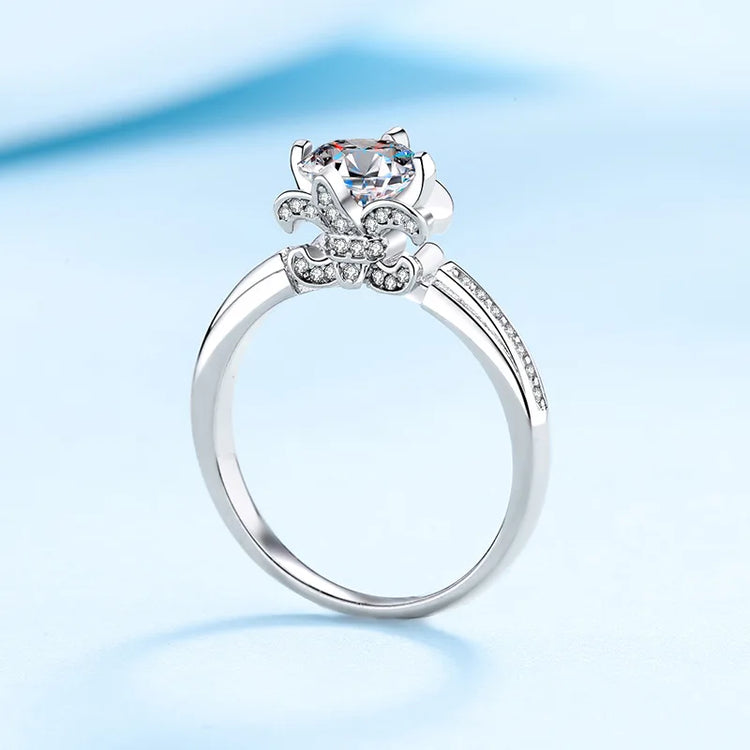 Pigeon's Egg Ring 1ct Women Moissanite PT950 Platinum - Crystal Moissanite Diamond-Like Brilliance