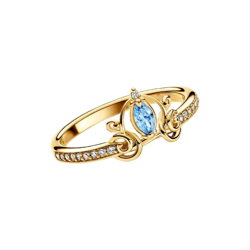 2026 New 925 Silver Sparkling Heart Princess Crown Heart-to-Heart Ring Fashion DIY Charm Jewelry Exquisite Gift