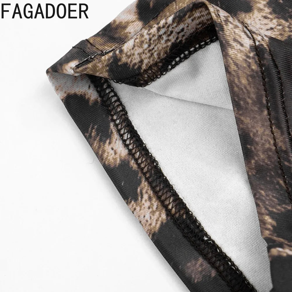 FAGADOER Spring New Sexy Leopard Print Bodycon Jumpsuits Woman Halter Sleeveless Backless Rompers Female Streetwear Overalls