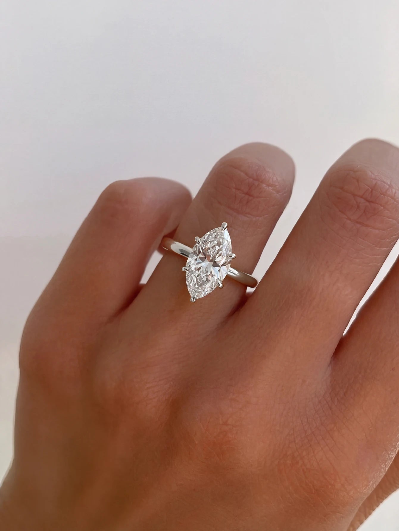 Moonla 925 Sterling Silver Classic 1-3 Carats Marquise Zircon Ring For Women Engagement Party Luxury High Quality Fine Jewelry