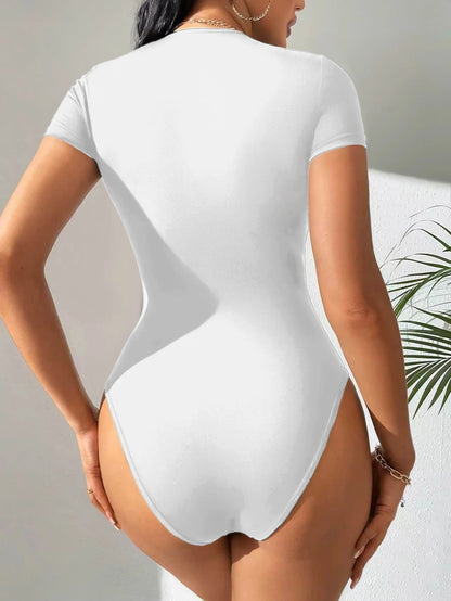Women's Y2K Casual Girl Fitness Yoga Layered Short-Sleeved Tight-Fitting One-Piece, Suitable for Pants