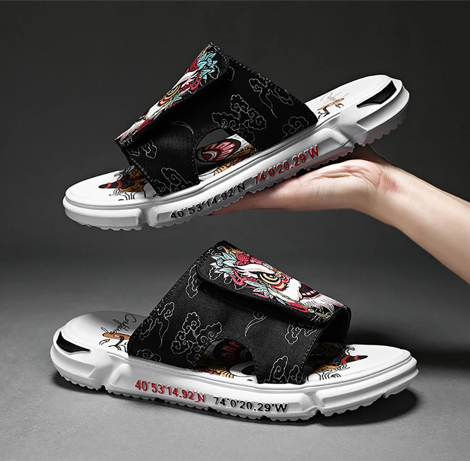 Ngouxm Summer Youth Slippers Men Unique Design High Quality Slippers Non-Slip Outside Flip Flops Thick-Soled Toe Sandals