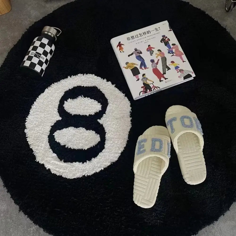 Creative 8 Ball Rug Indoor Home Decoration Spooky Halloween Gifts 8 Ball Accent Round Tufting Soft Rug Horror Movie Mat