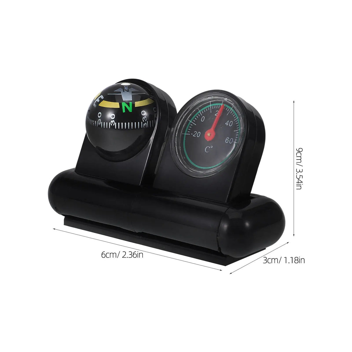 Car Compass Thermometer Multi Functional Dashboard Mount Automotive Navigation Ball Precision Direction Display Ornament