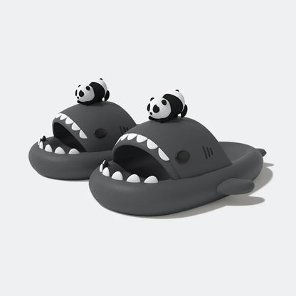 4cm Thick Sole Shark Slippers For Women Men Indoor Beach Slides Cute DIY Night Glowing Lantern Couples Summer Street Sandals