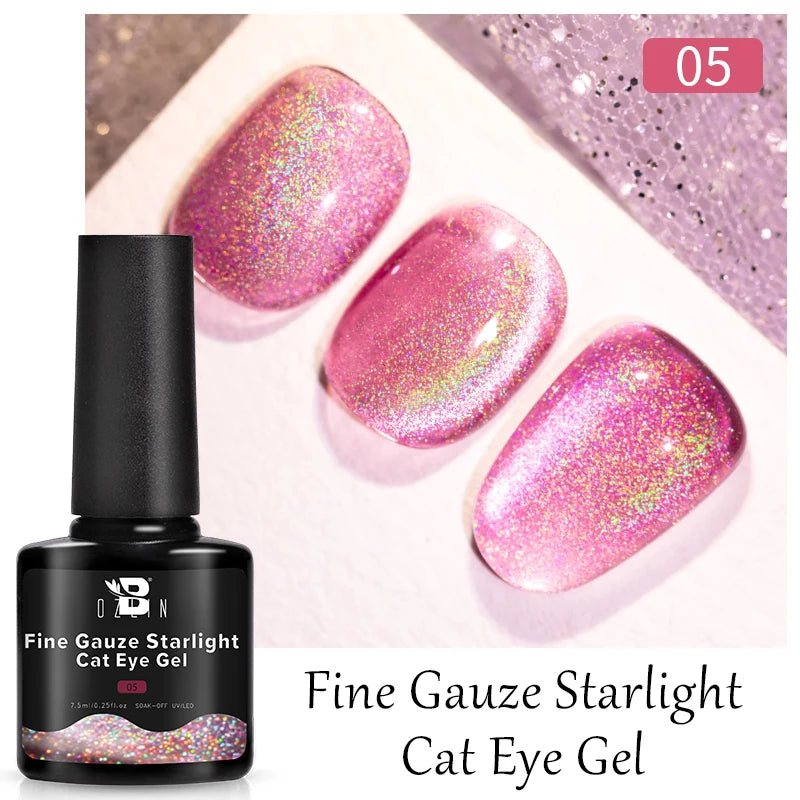 AWStorG 7.5ml Light Color Cat Eye Gel Nail Polish Pink Semi Permanent Glitter Magnetic Gel Soak Off UV LED Varnish Nail Art