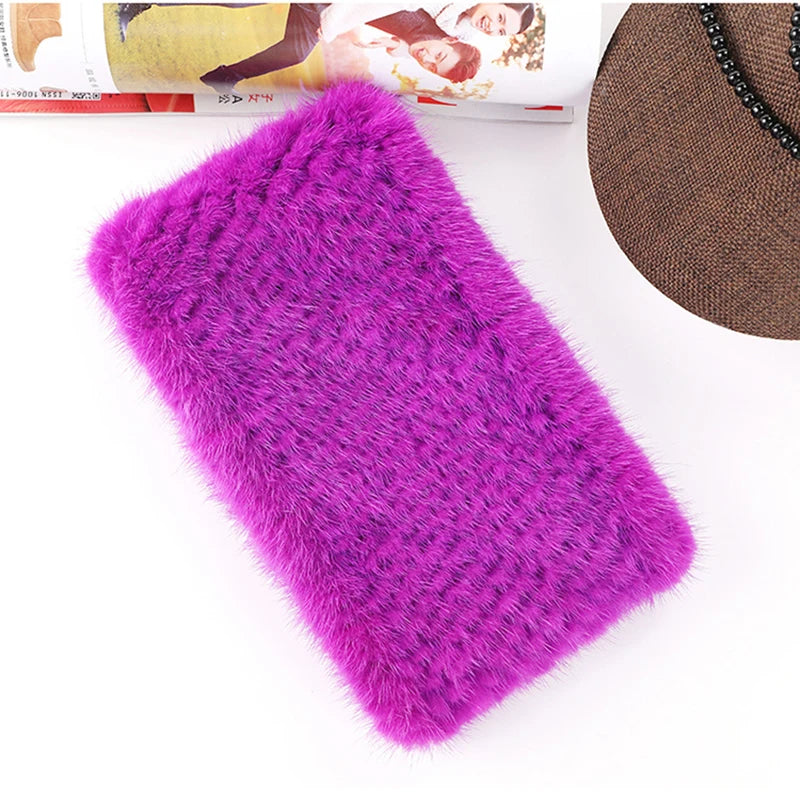 headbands for women Real fur hair band hair accessories Mink knitting female headband for hair Elastic band made scarf