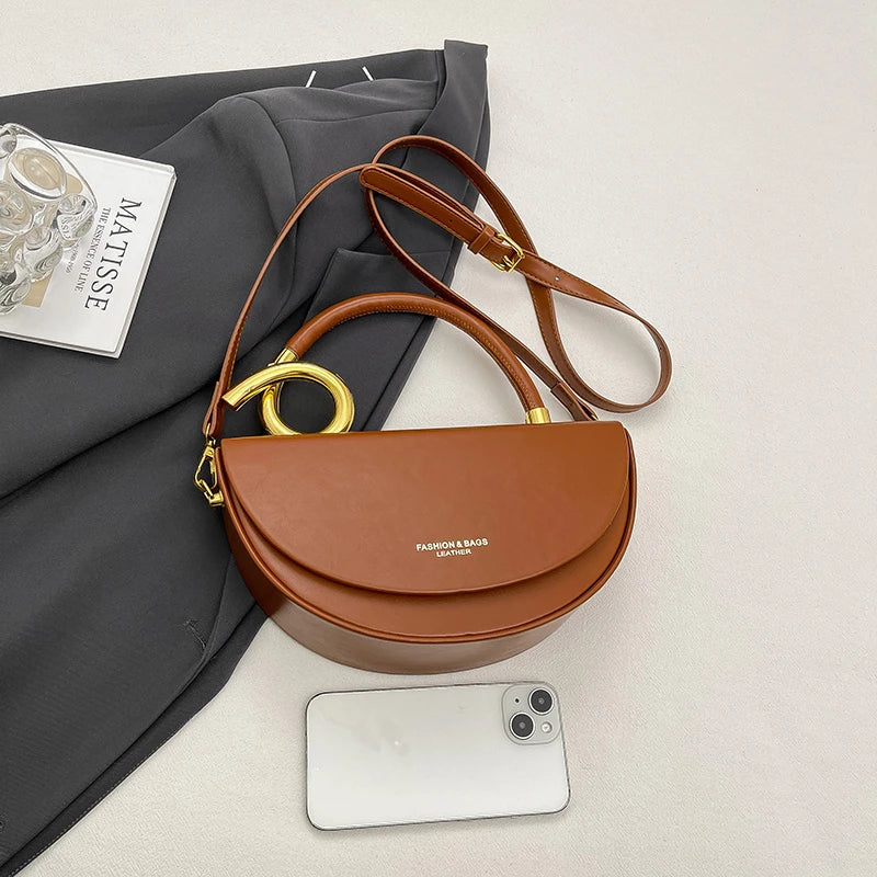 Small Crossbody Bags For Women Designer Semicircle Saddle Bag 8 Colors Pu Leather Handbag Luxury Brand Lady Shoulder Bags
