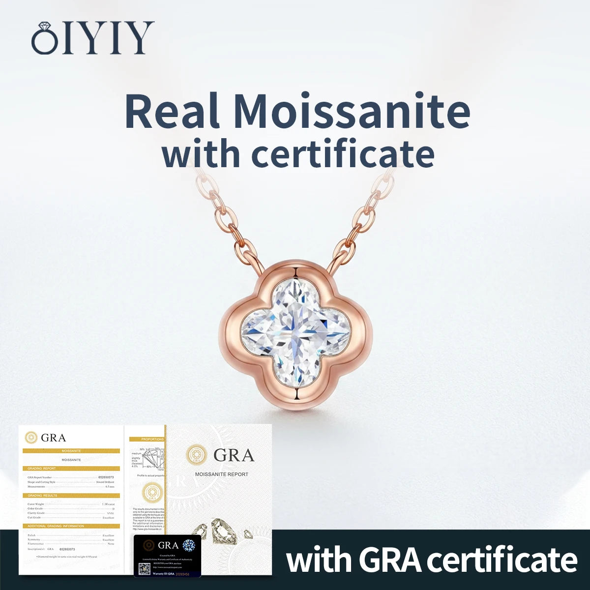OIYIY Moissanite Necklace for Women 925 Sterling Silver D VVS1 GRA Certified Lab Grown Diamond Pendant Luxury Fine Jewelry Gift