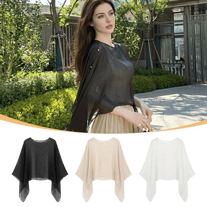 Multicolor Sun Protection Shawl Chiffon Thin Air-conditioned Sweater Travel Photography Vacation Trendy Scarf Summer Season