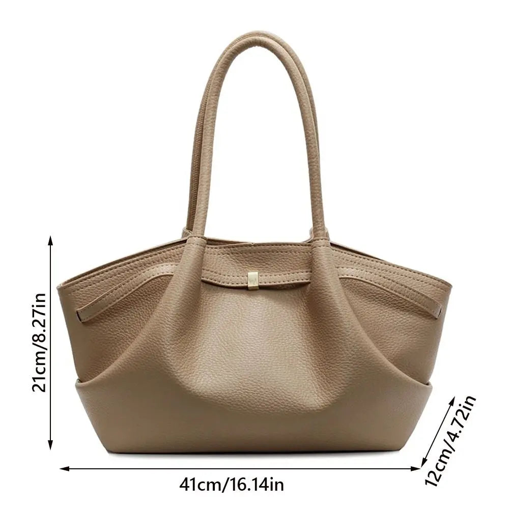 Luxury Lychee Pattern Underarm Shoulder Bags Solid Color PU Leather Women's Handbags Large Capacity Tote Bag Travel