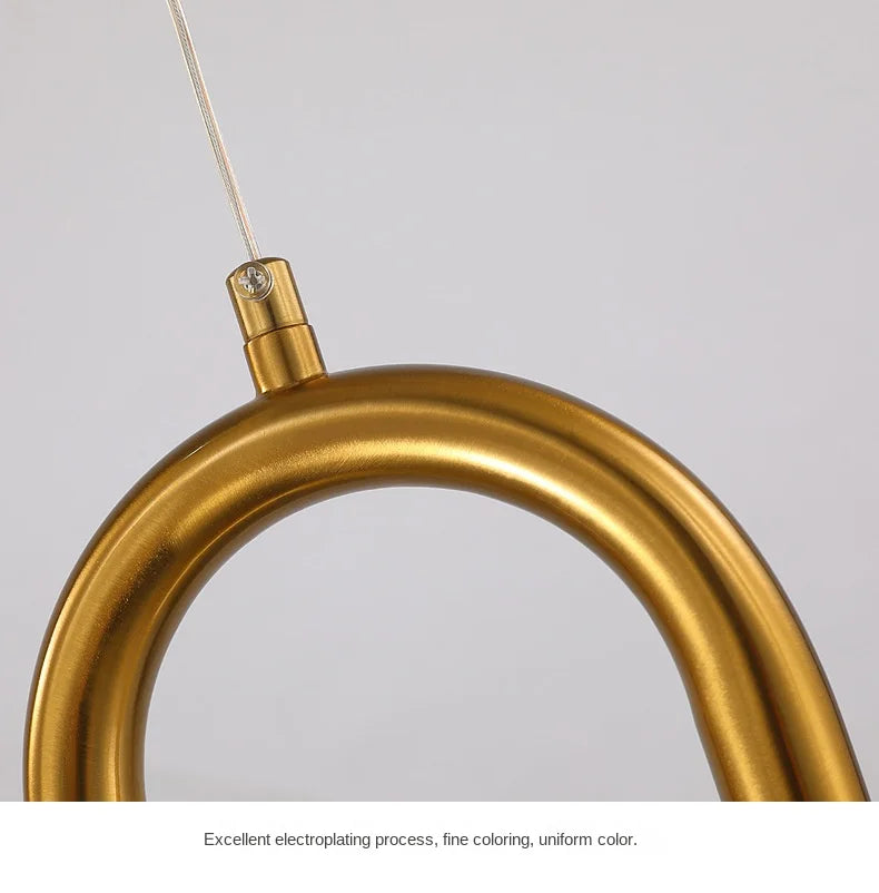 Brass U-shaped tube LED pendant lights Bedroom Bedside Long-line hanging lamp Kitchen Island Dining table Home Decor Luminaires