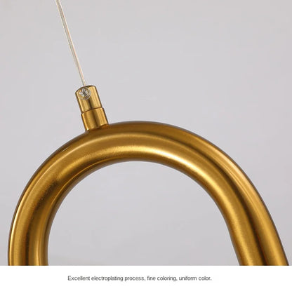 Brass U-shaped tube LED pendant lights Bedroom Bedside Long-line hanging lamp Kitchen Island Dining table Home Decor Luminaires